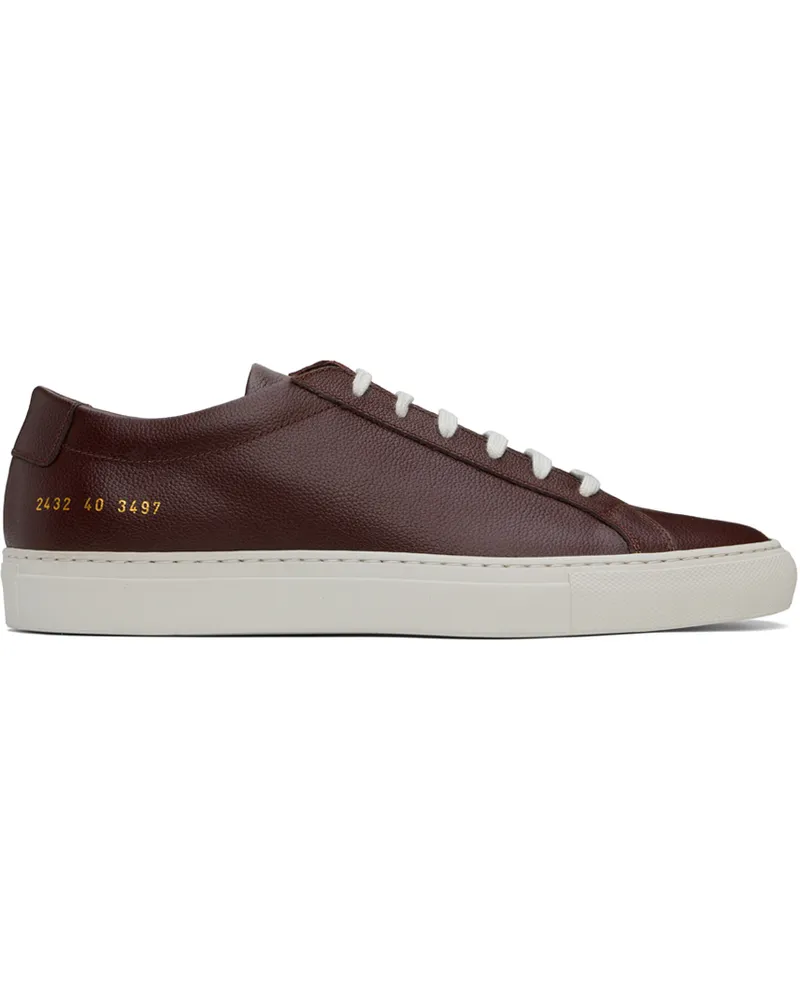 Common Projects Burgundy Achilles Contrast Bumpy Sneakers 3497