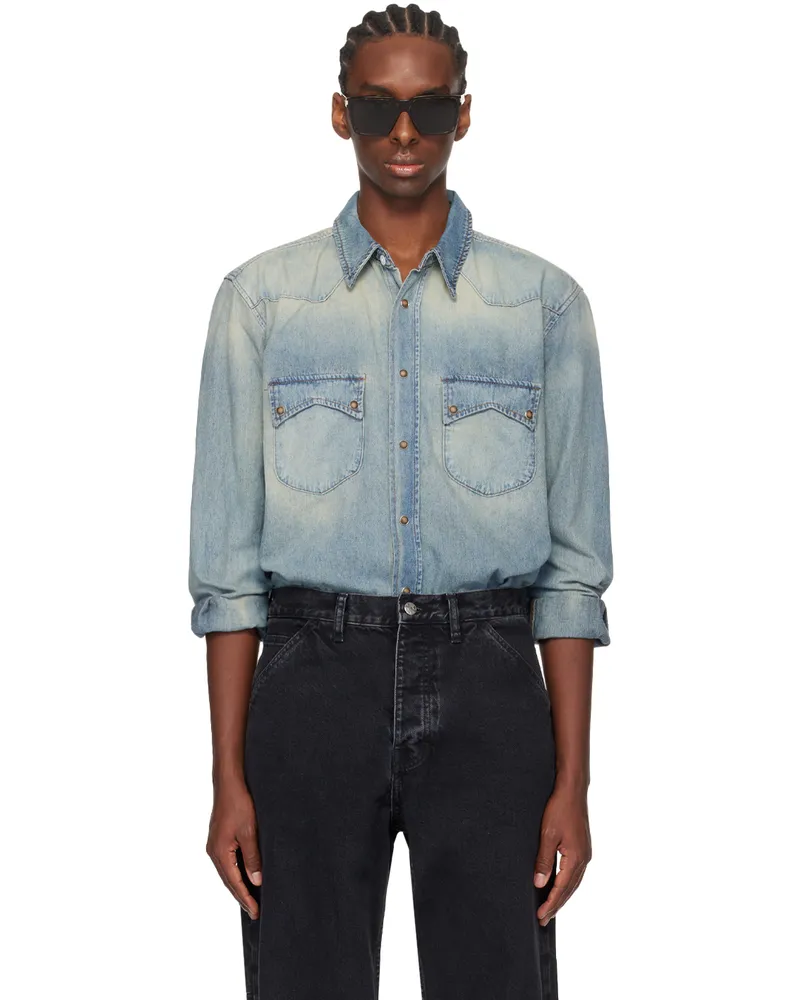 RHUDE Blue Western Denim Shirt Dark