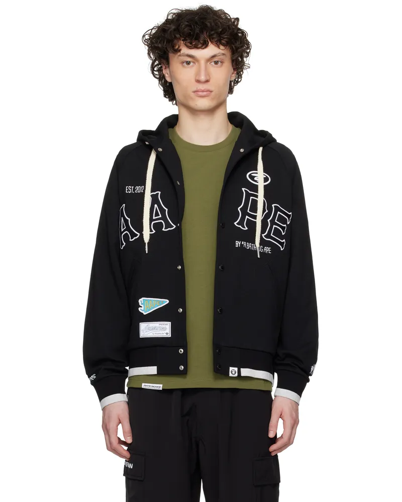 AAPE by A Bathing Ape Black Main Zip Up Jacket Bkx