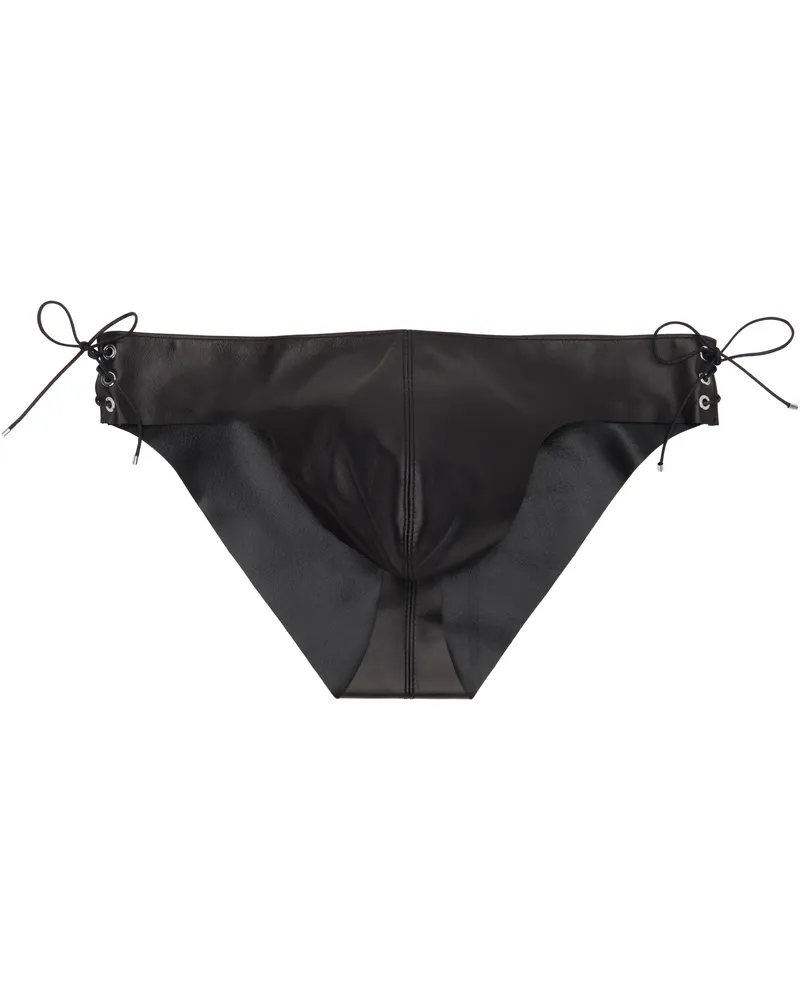 Ludovic de Saint Sernin Black Side Laced Leather Briefs Black