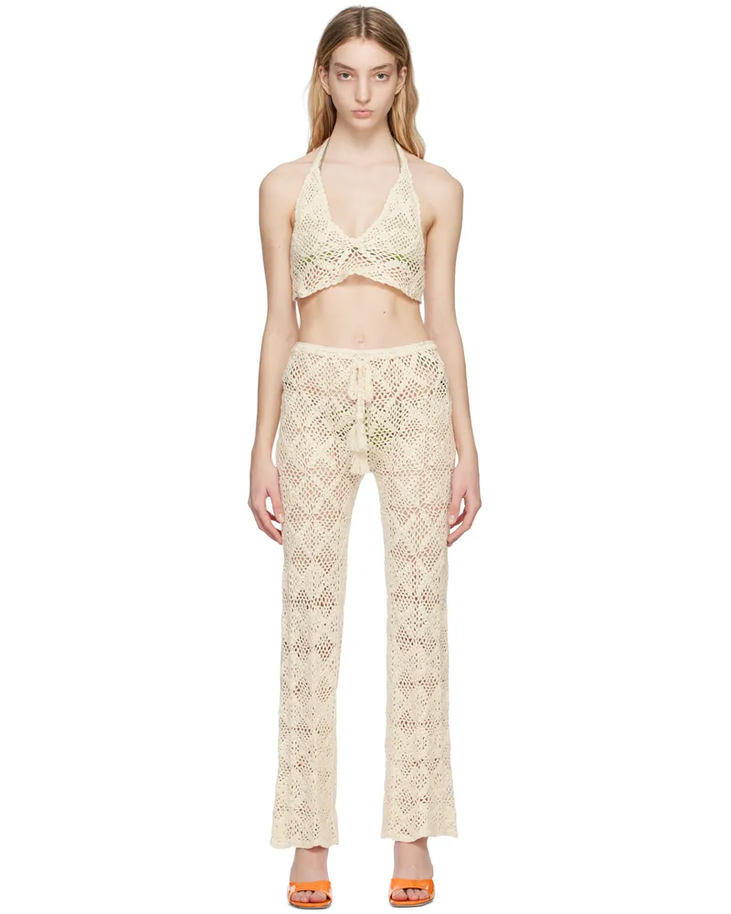 Akoia Off-White Daisy Tank Top & Trouser Set Cream