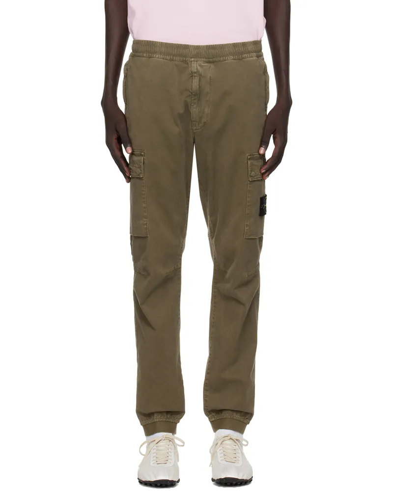 Stone Island Green 3100033 Stretch Organic Broken Twill Cotton Cargo Pants V0154