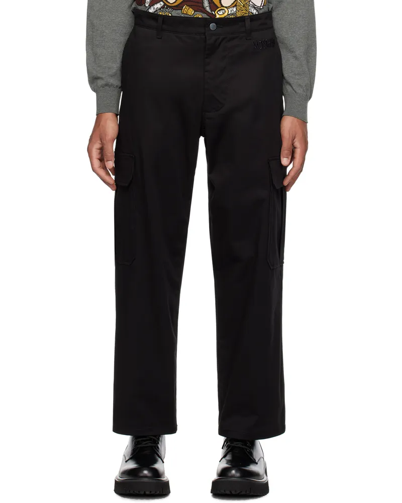 Moschino Black Embroidered Cargo Pants A1555