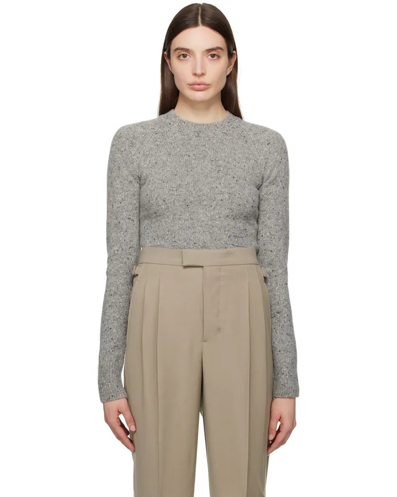 AMI Paris Gray Raglan Sweater Heather