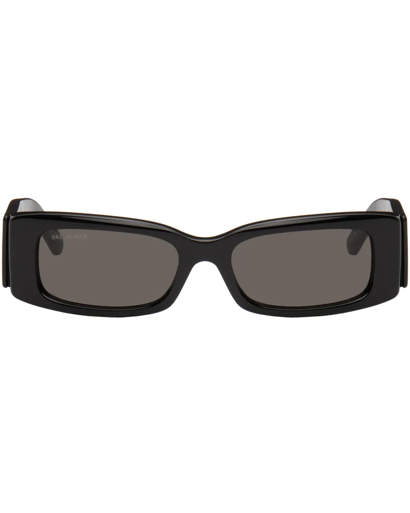 Balenciaga Black Rectangular Sunglasses Black-Black-Grey