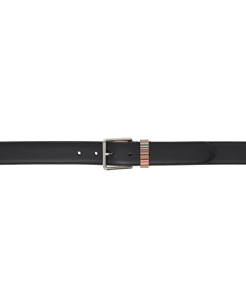 Paul Smith Black Signature Stripe Keeper Leather Belt 79