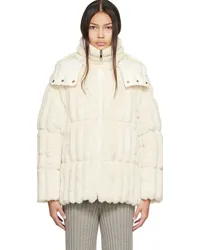 Moncler White Fare Faux-Fur Down Jacket White