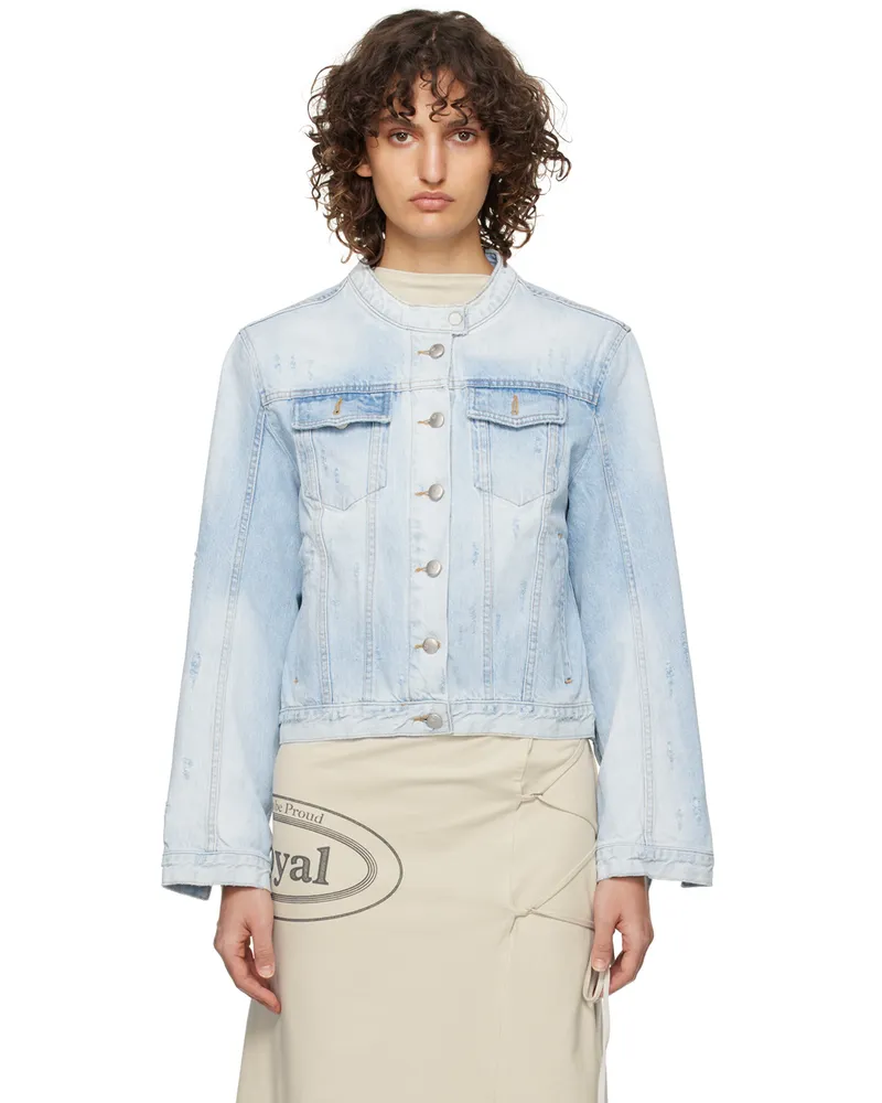 OPEN YY Blue Distressed Denim Jacket Blue