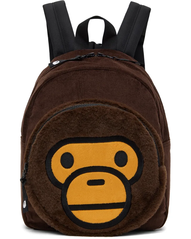 BAPE Kids Brown Baby Milo Boa Backpack Brw-brown
