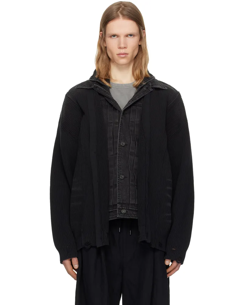 JUUN.J Black Denim Trucker Detachable Cardigan Black