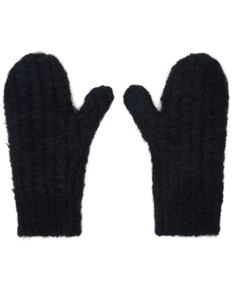 Jil Sander Black Mohair & Alpaca Mittens 001