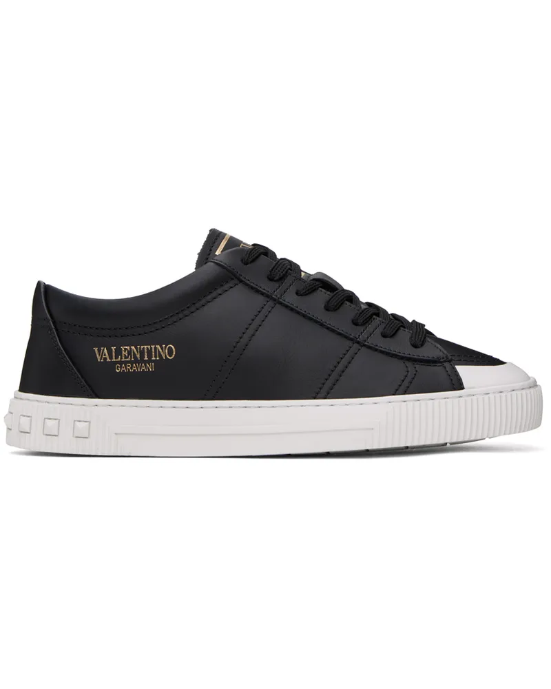 Valentino Garavani Black Cityplanet Calfskin Sneakers Nero