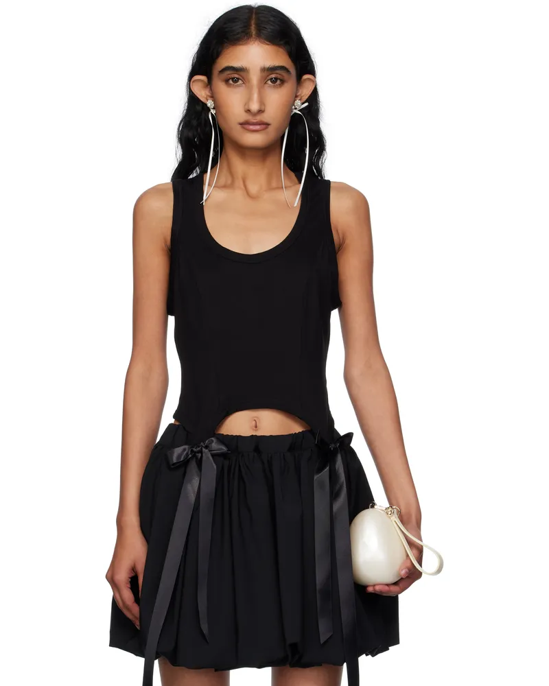 Simone Rocha Black Bow Tail Easy Tank Top Black