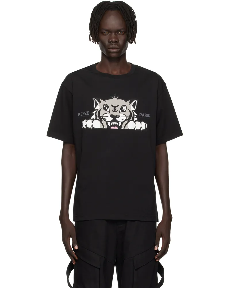 Kenzo Black Kenzo Paris 'KENZO Happy Tiger' Oversized T-shirt Black