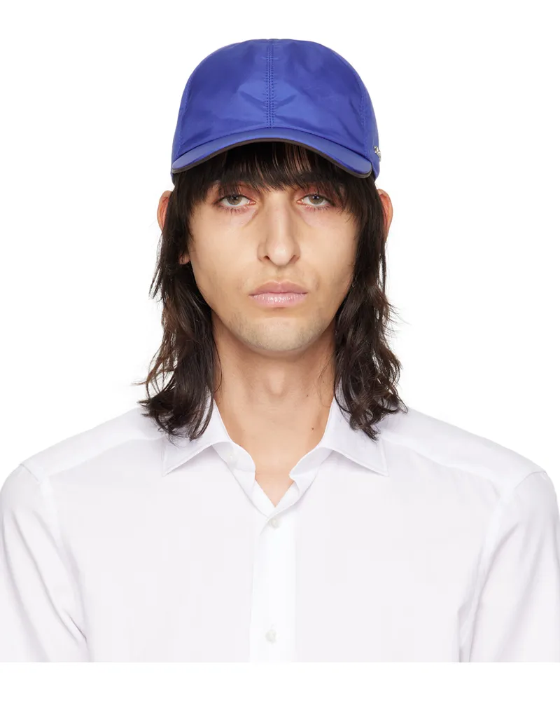 Ermenegildo Zegna Blue Technical Fabric Baseball Cap Bl3