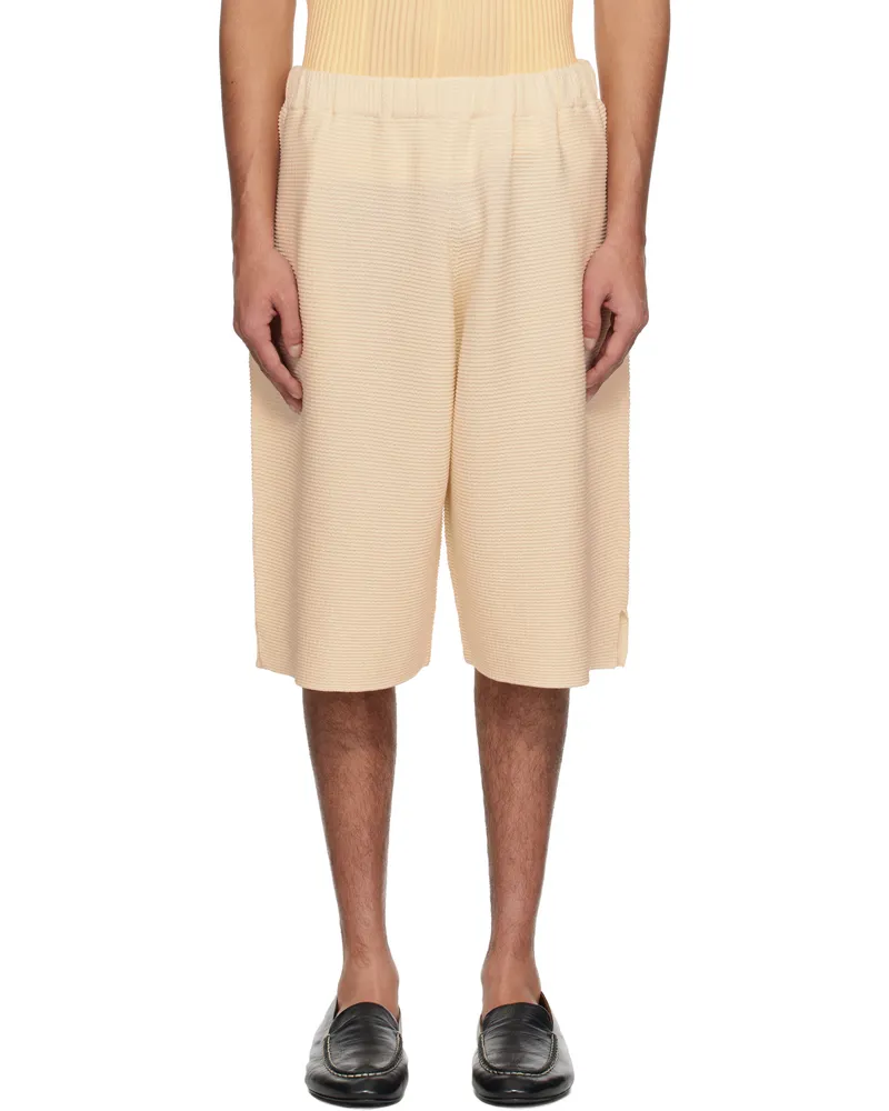 Issey Miyake Beige Tight Twist Cotton Knit Shorts 40-beige
