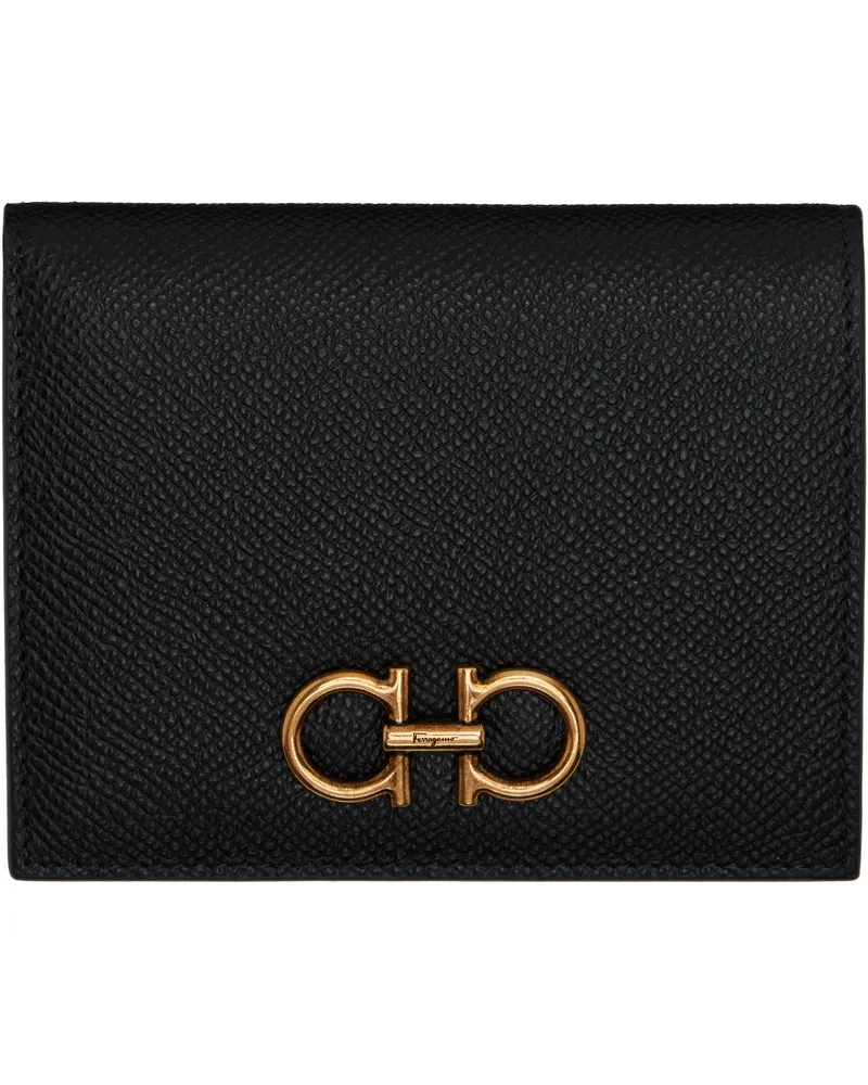 Ferragamo Black Gancini Compact Wallet 001