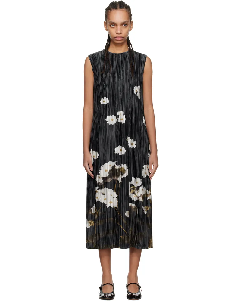 Erdem Black Pleated Sleeveless Midi Dress Elena