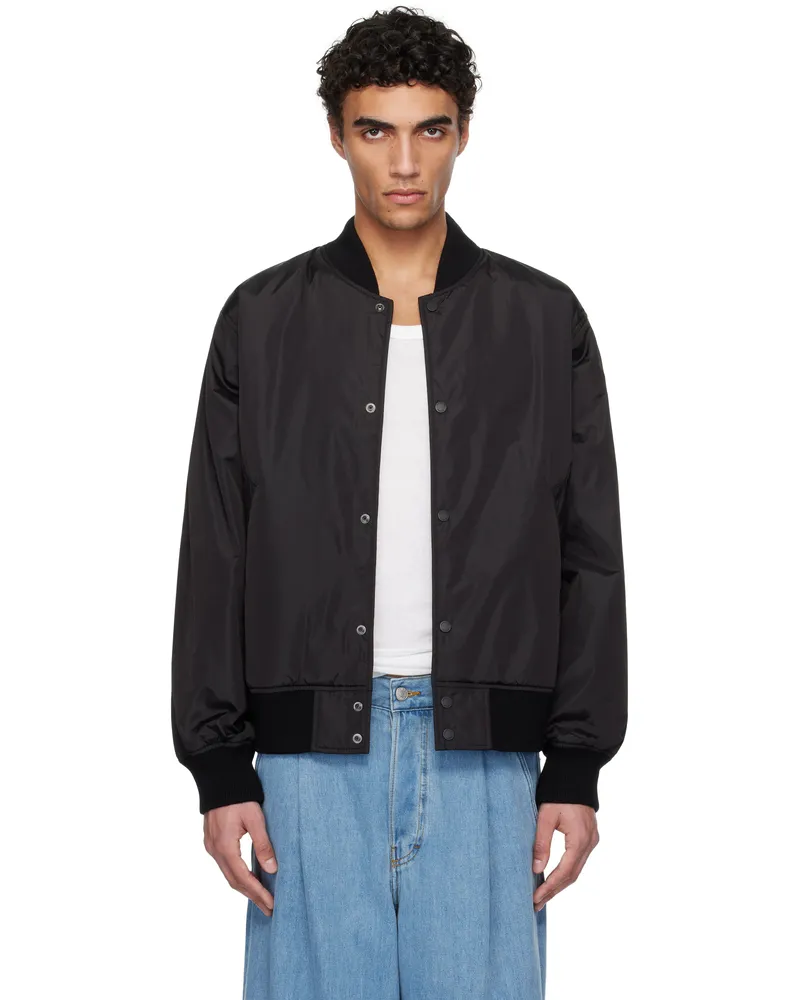 Reigning Champ Black Econyl Satin Nylon Stadium Bomber Jacket 001