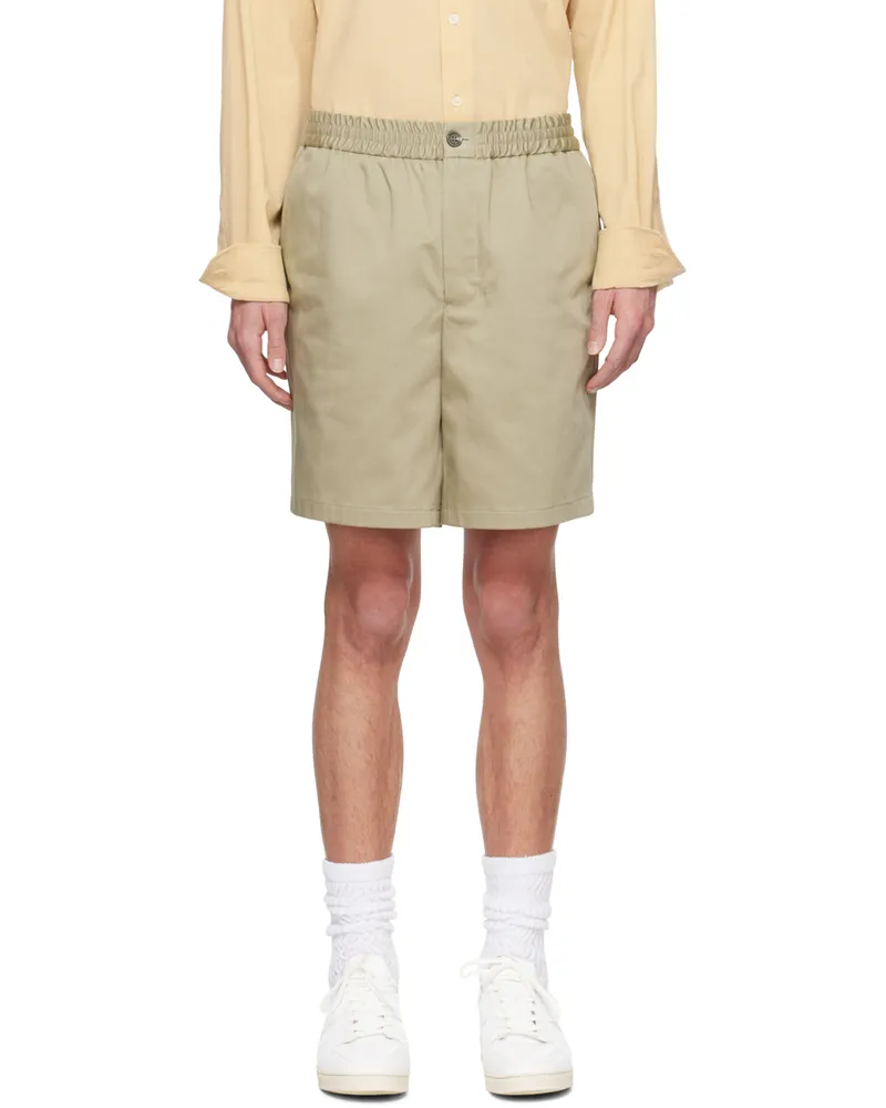 AMI Paris Khaki Elasticated Waist Shorts Sauge