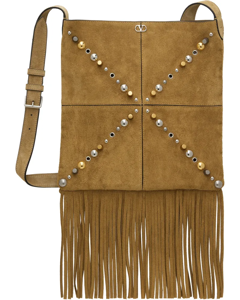 Valentino Garavani Beige Nellcôte Suede Shoulder Bag Rdx