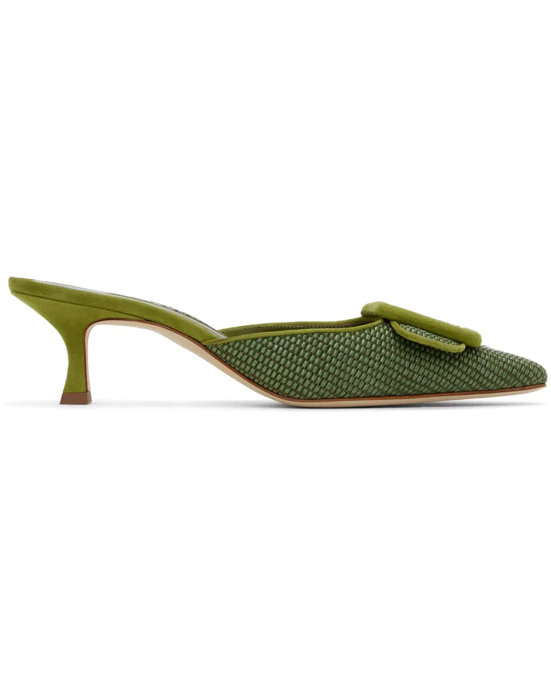 Manolo Blahnik Green Maysalebi Mules 3082