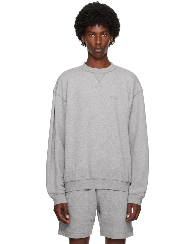 HUGO BOSS Gray Relaxed-Fit Sweatshirt Medium