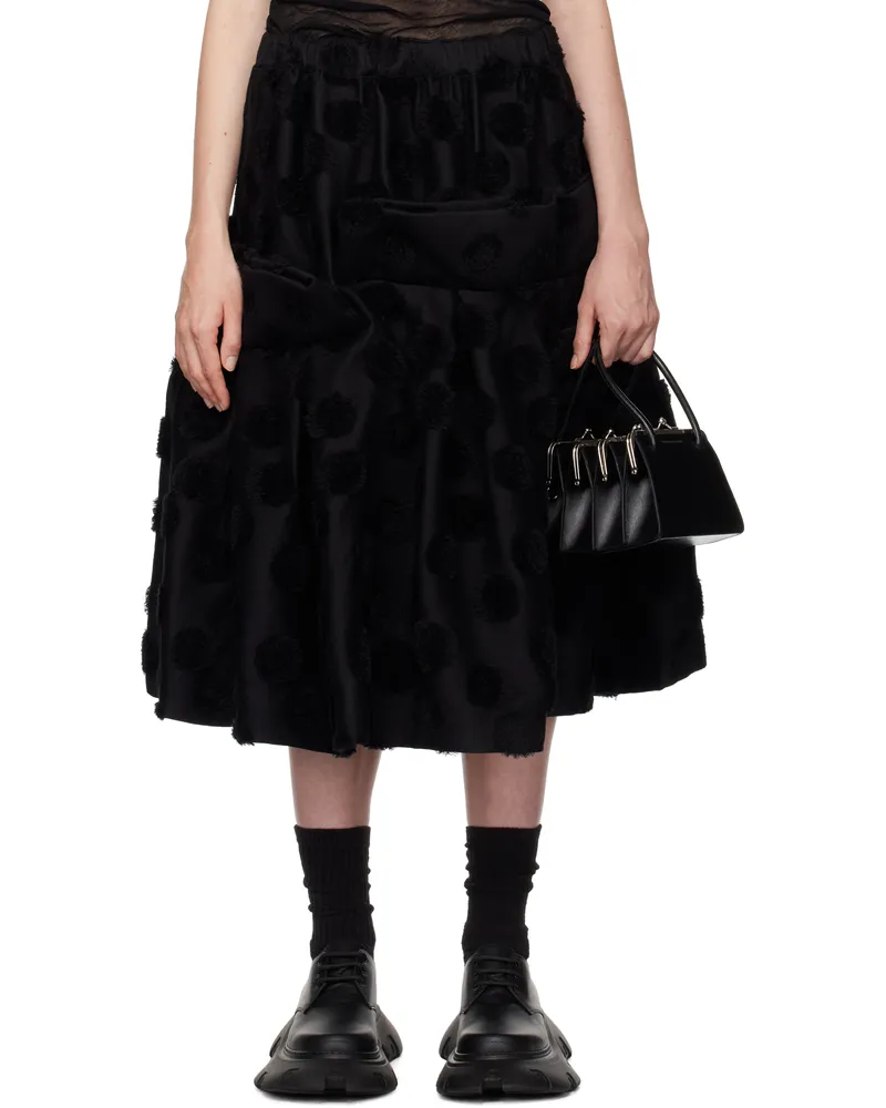 Comme des Garçons Black Wool Jacquard Midi Skirt 1
