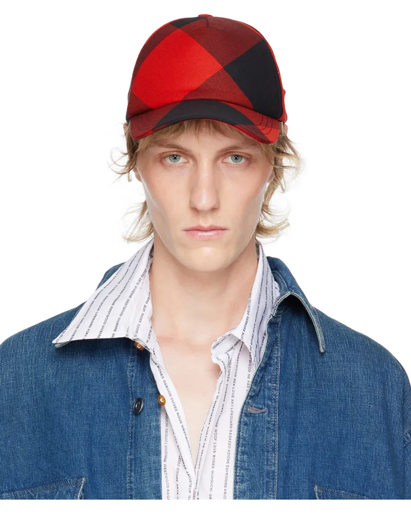 Vivienne Westwood Red & Black Summer Check Cap Red