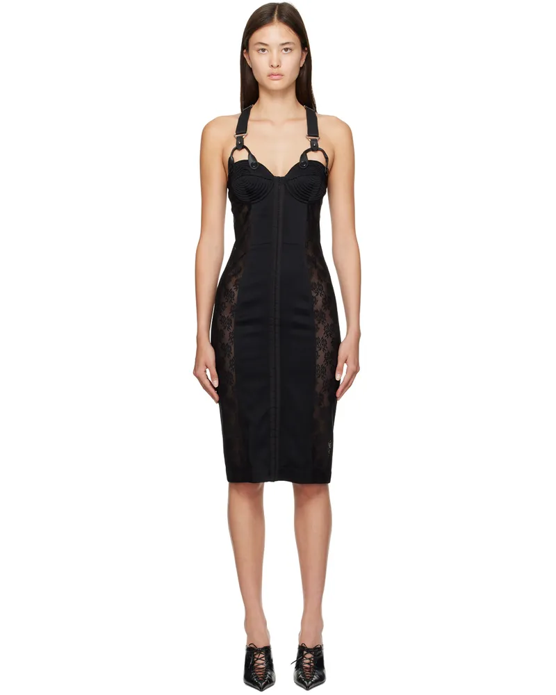 Moschino Black Floral Midi Dress A1555