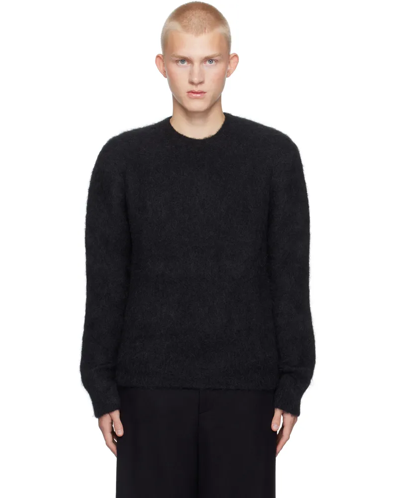 AMI Paris Black Alpaca Mohair Brushed Sweater Black