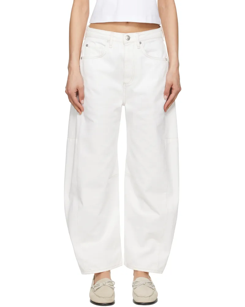 Rag & Bone White Charlie Ankle-Length Barrel Jeans White