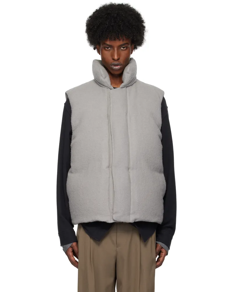 AURALEE Gray Brushed Alpaca Wool Down Vest Light