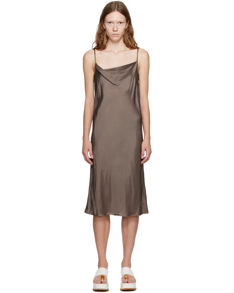 Dries van Noten Gray Raw Edge Midi Dress 802