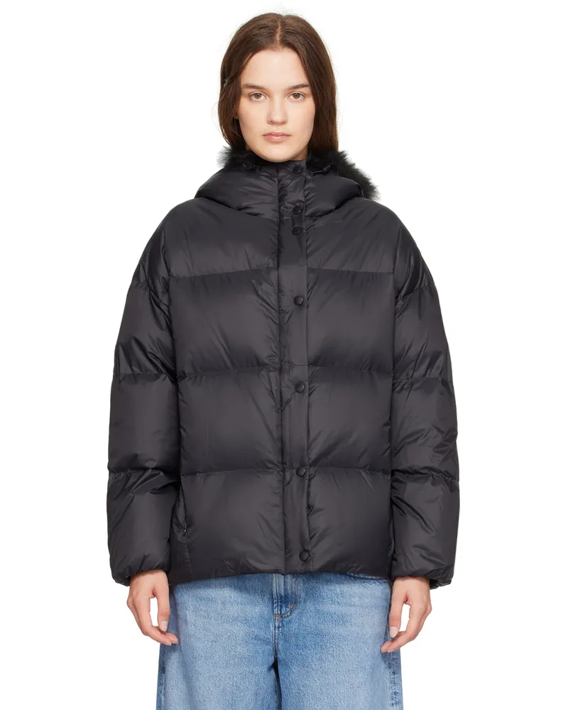 Yves Salomon Black Hooded Down Jacket C99