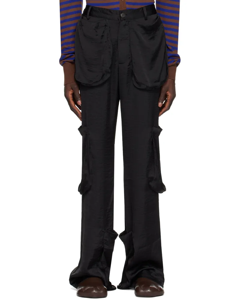 Edward Cuming Black Patch Pocket Cargo Pants Black