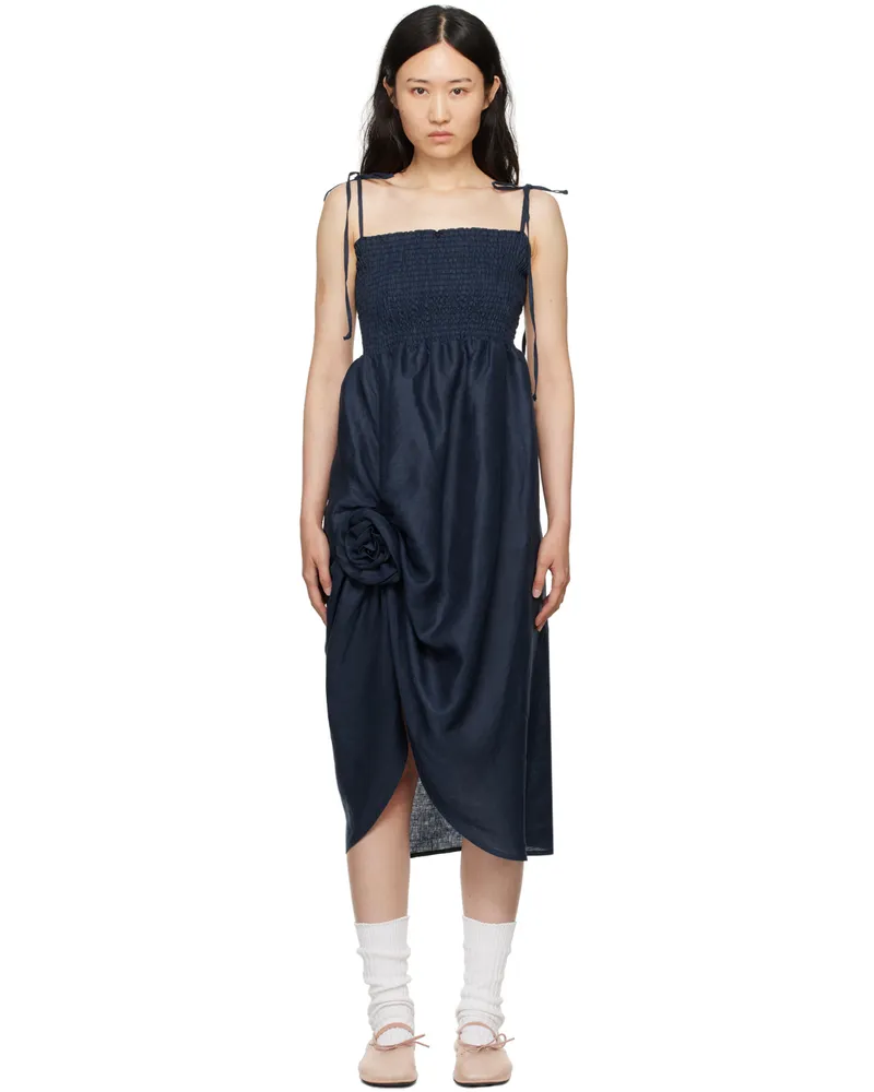 SLEEPER Navy Atlanta Maxi Dress Navy