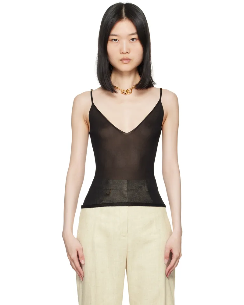 Jacquemus Black La Casa 'La maille Spallina' Tank Top 990