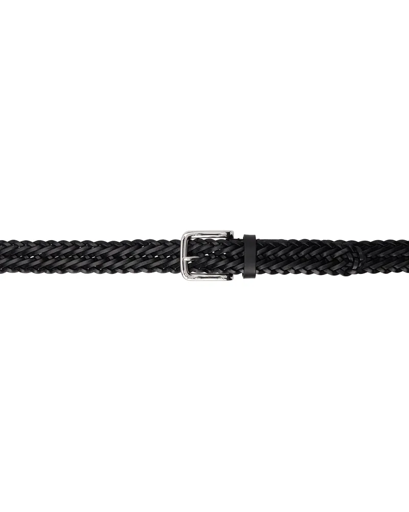 Anderson's Black Narrow Woven Leather Casual Belt N1