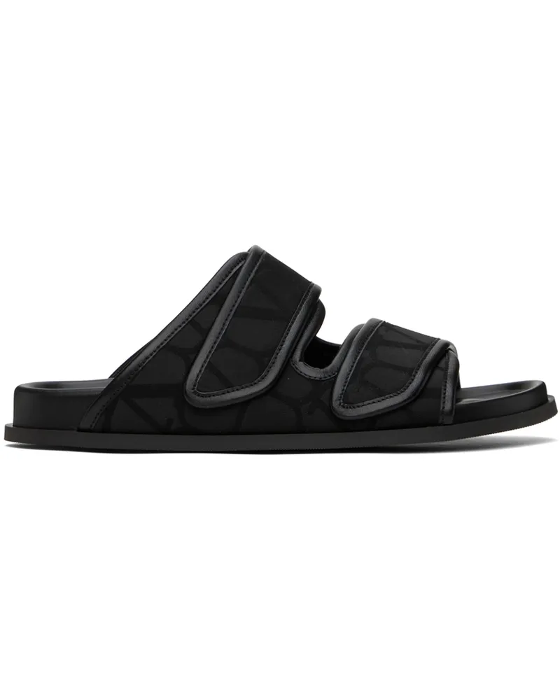 Valentino Garavani Black Toile Iconographe Sandals Nero