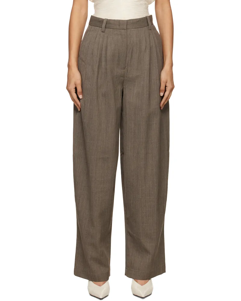 Co Brown Pleated Barrel Trousers 232