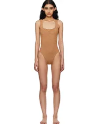 Hunza G Brown Square Neck Swimsuit Metallic