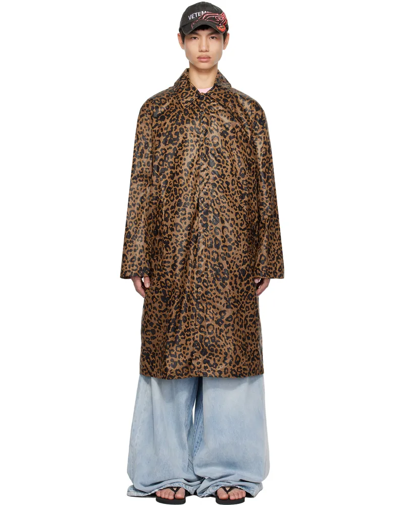 VETEMENTS Tan Leopard Coat Leopard