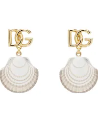 Dolce & Gabbana Gold Shell Charm & 'DG' Logo Earrings Zoooro