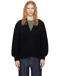 AURALEE Black Brushed Wool Cashmere Silk Cardigan Black