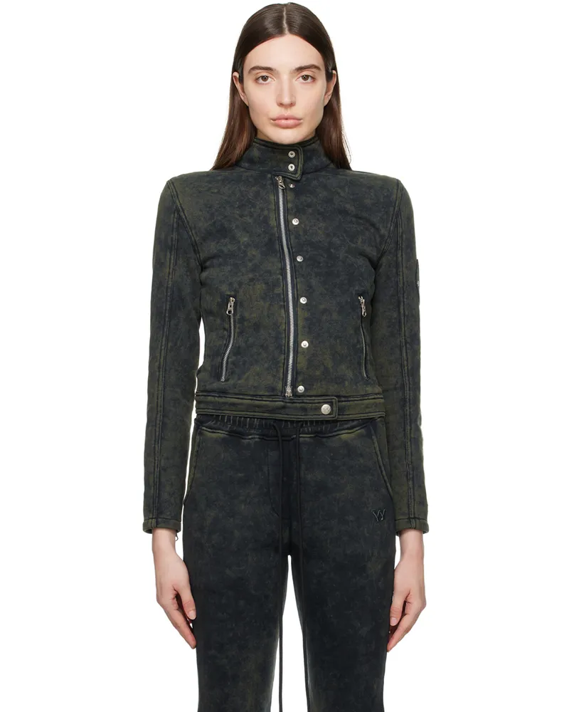 OPEN YY Navy Faded Biker Jacket Navy