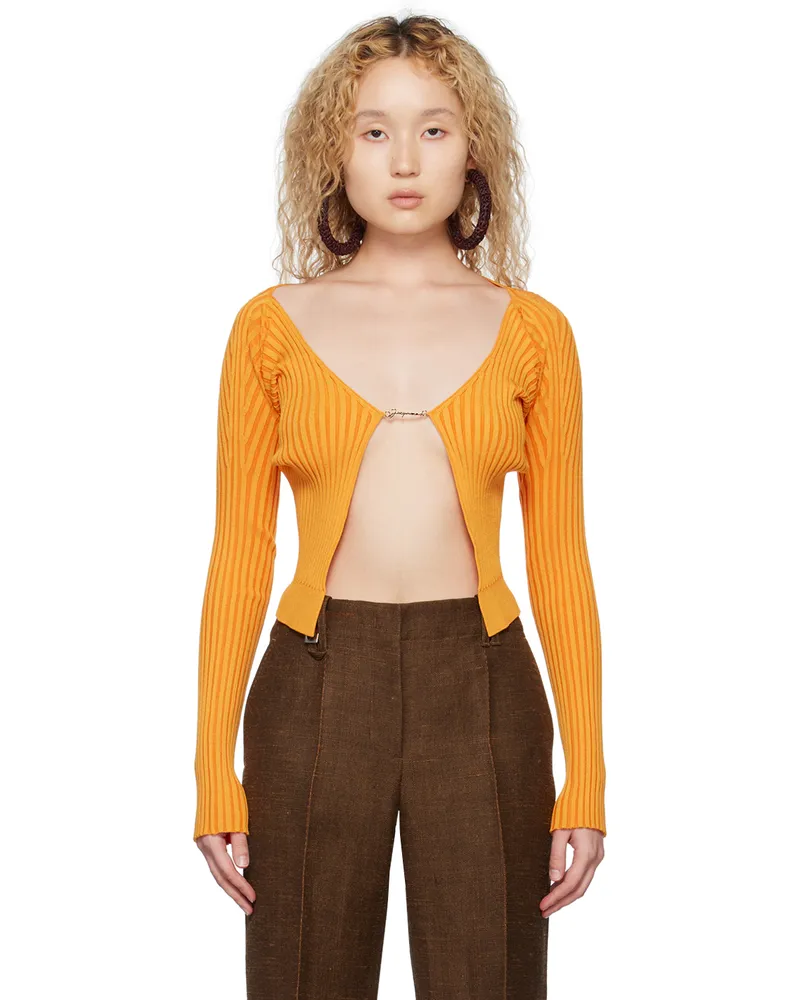Jacquemus Orange Le Raphia 'La Maille Pralù Longue' Cardigan 710