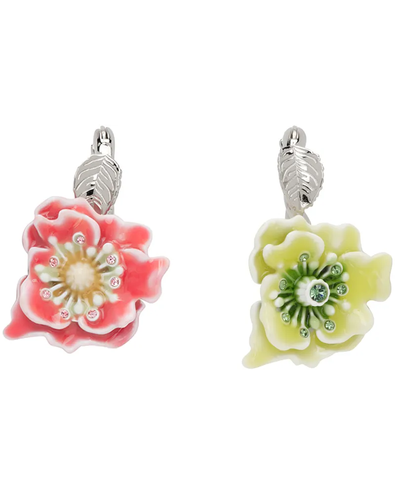 Acne Studios Silver & Multicolor Flower Earrings Dnt