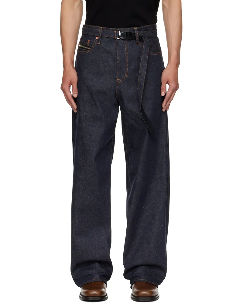 Sacai Navy Belted Jeans 499