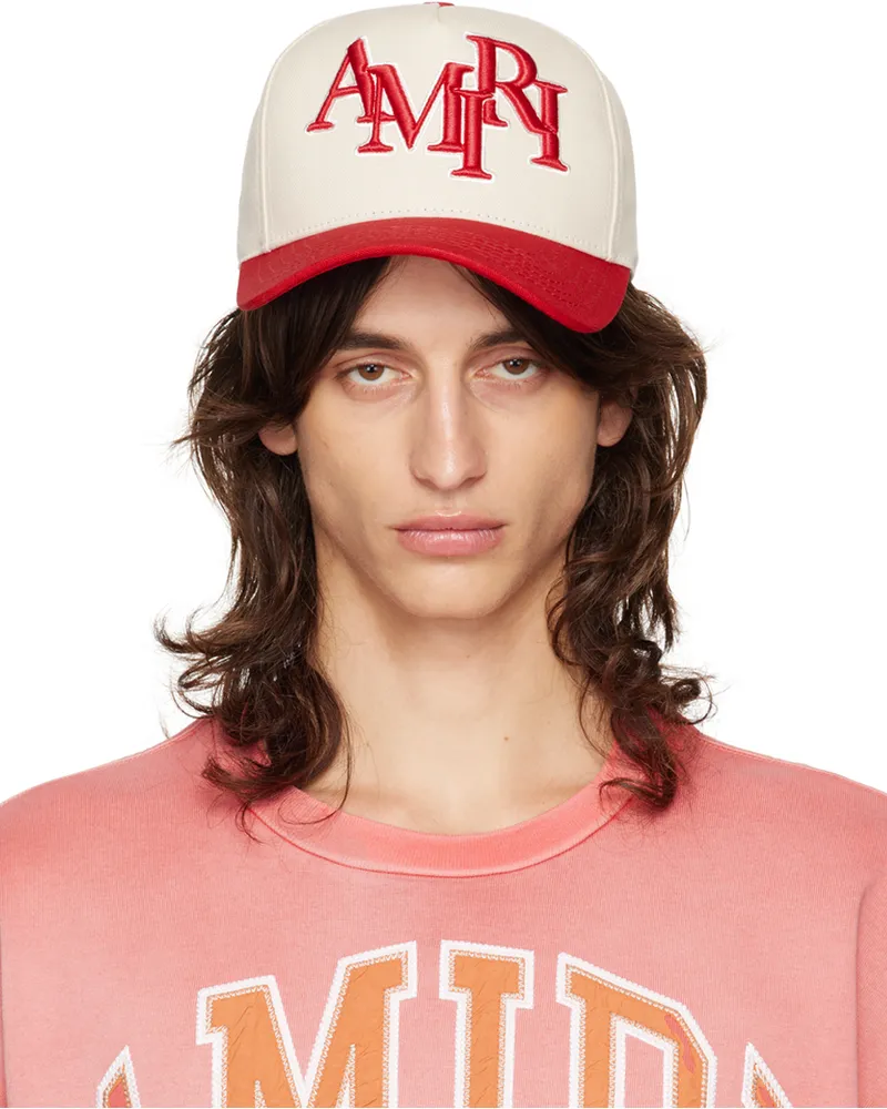 Amiri Beige & Red Staggered 'Amiri' Canvas Cap Alabaster